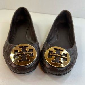 Tory Burch Brown Quilted Flats